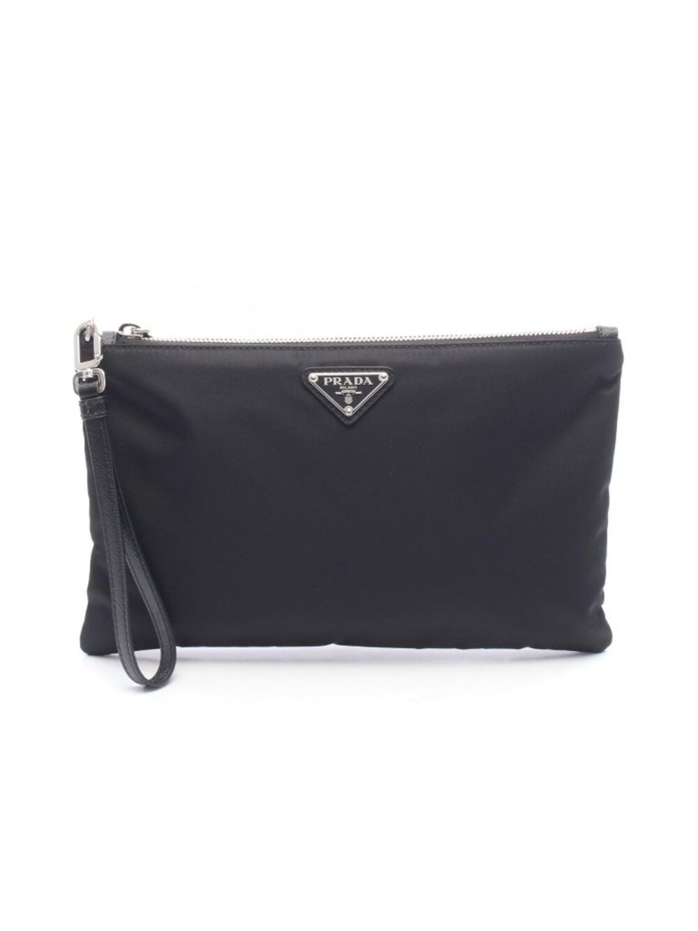Prada Clutch Triangle Logo Nylon Leather